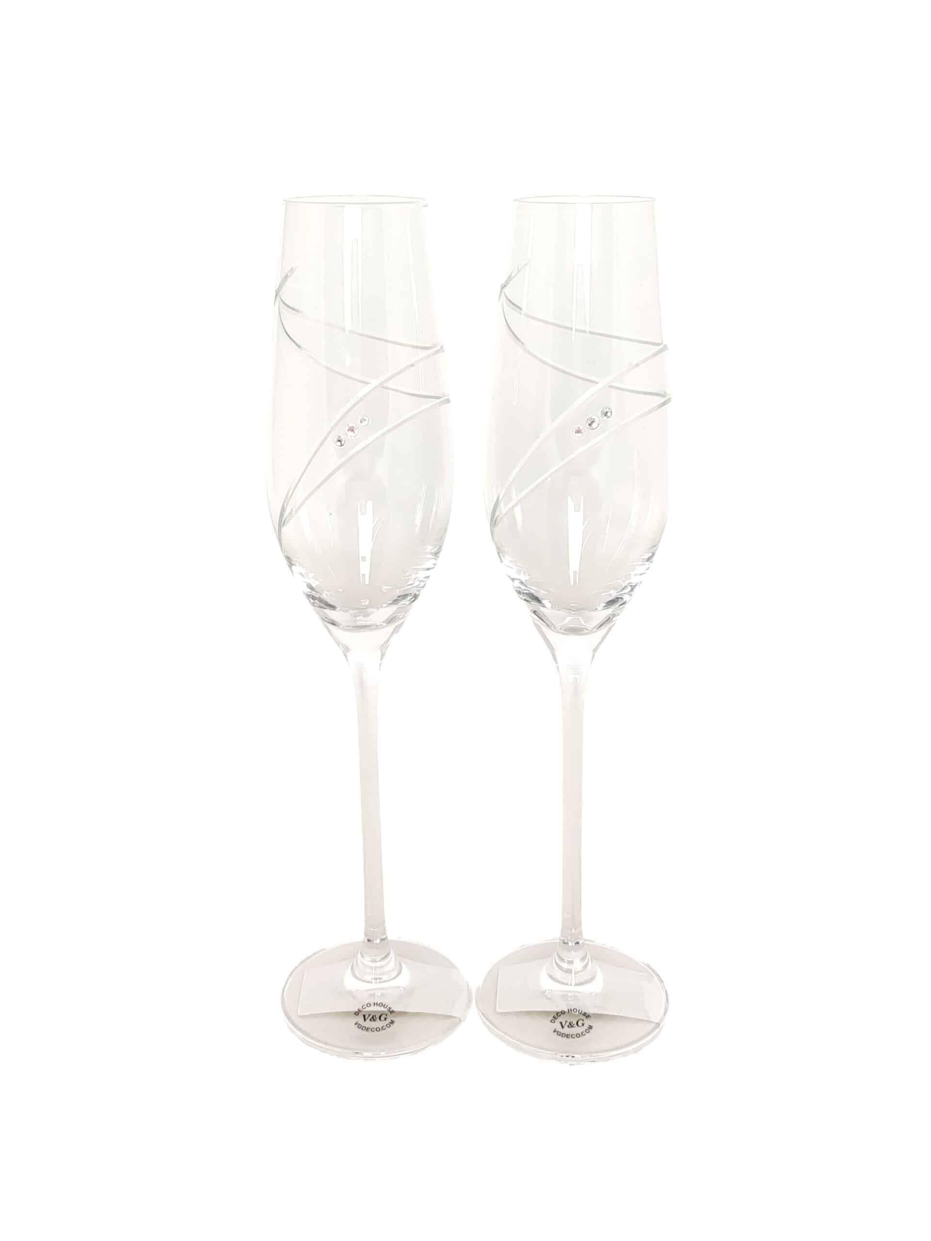 Стилни сватбени кристални чаши с камъчета м.7
