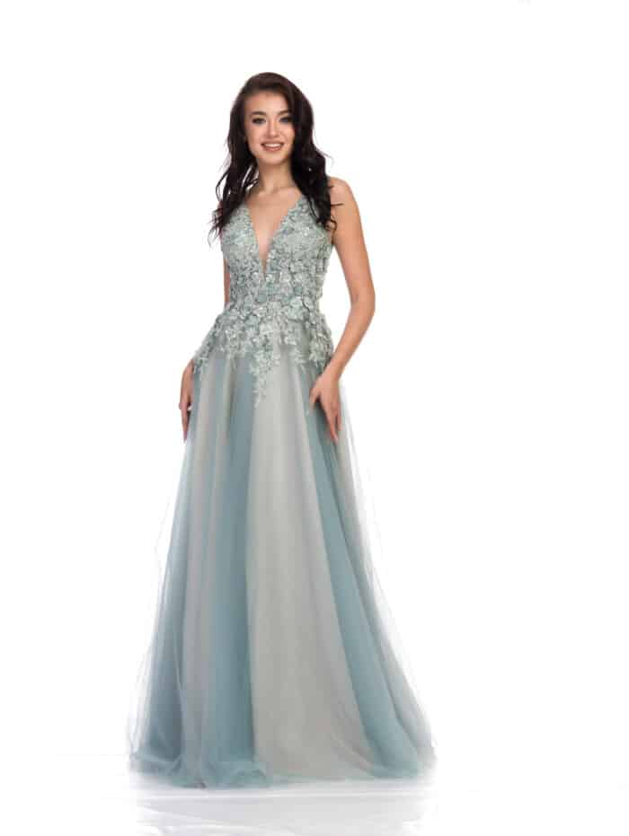 Флорална официална рокля с ефектен омбре прелив и декорации с перли и кристали от Сватбен център myWEDDING. Ири93